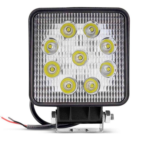 FAROL AUXILIAR LED MILHA 27W QUADRADO 11CM 12/24V 6000K