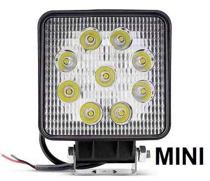 MINI FAROL AUXILIAR LED MILHA 27W QUADRADO 8,5CM 12/24V 6000K