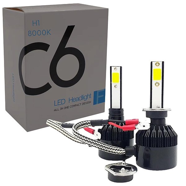 PAR LAMPADAS SUPERLED C6 BLACK MODELO H1 12V / 24V 8000K