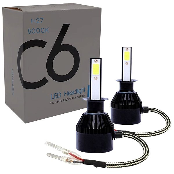PAR LAMPADAS SUPERLED C6 BLACK MODELO H27 881 12V 24V 8000K