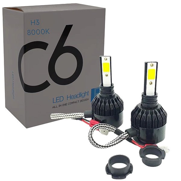 PAR LAMPADAS SUPERLED C6 BLACK MODELO H3 12V / 24V 8000K