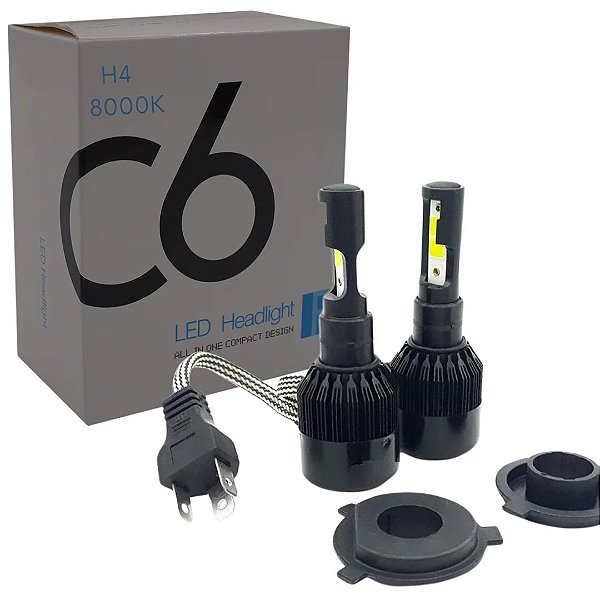 PAR LAMPADAS SUPERLED C6 BLACK MODELO H4 12V / 24V 8000K