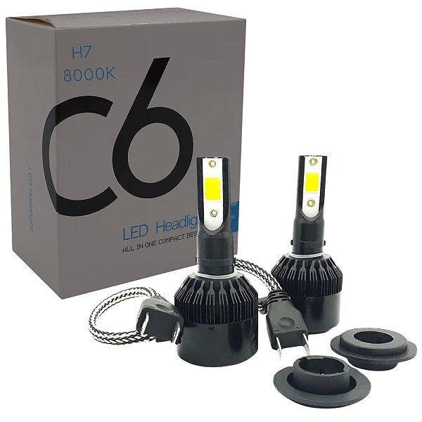 PAR LAMPADAS SUPERLED C6 BLACK MODELO H7 12V / 24V 8000K