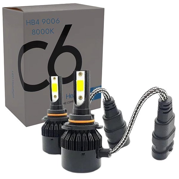 PAR LAMPADAS SUPERLED C6 BLACK MODELO HB4 9006 12V 24V 8000K