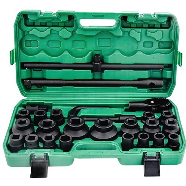 JOGO COM 26 SOQUETES DE IMPACTO 3/4 LINHA PESADA 21MM A 65MM