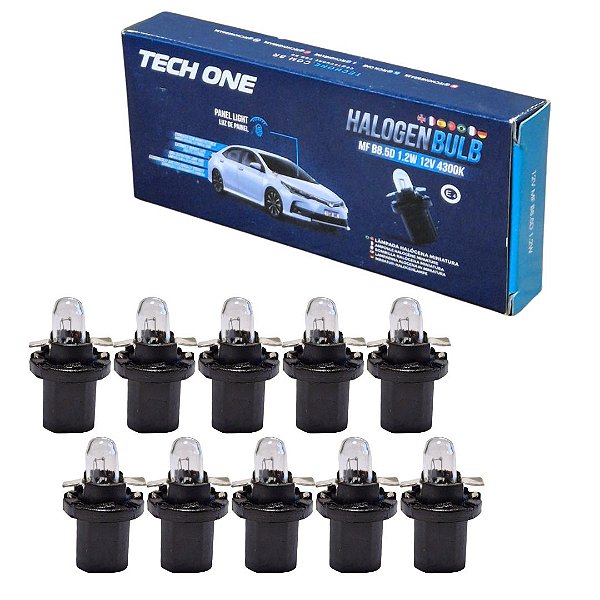 CAIXA COM 10 LAMPADA HALOGENA B8.5d 1.2W 4300K TECHONE 12V