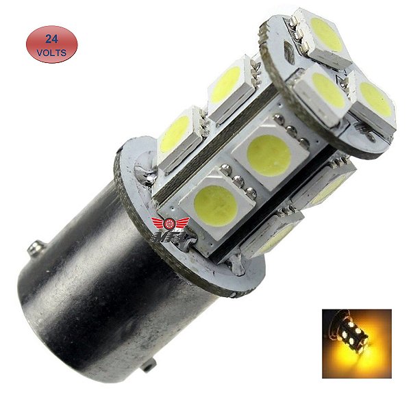 LAMPADA 13 LED BA15S 1 POLO P21W 1156 1141 LARANJA 24V