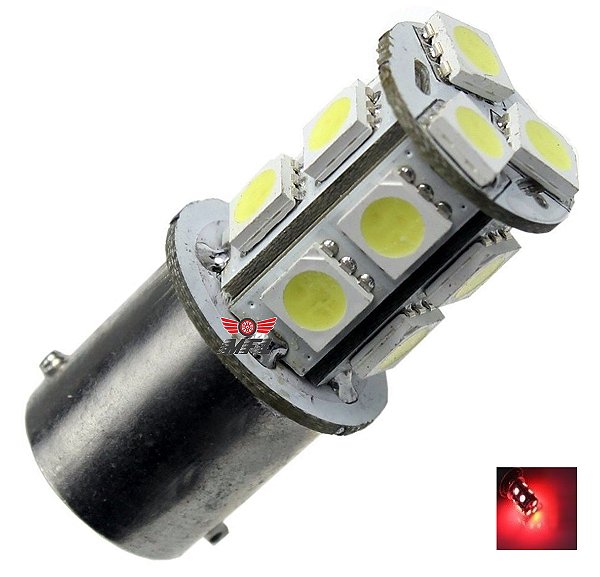 LAMPADA 13 LED BAY15D 2 POLO P21/5W 1157 1034 VERMELHO 12V