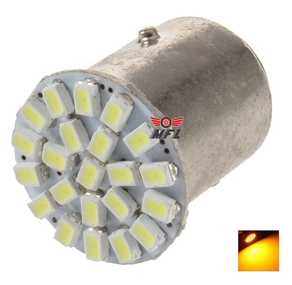 LAMPADA 22 LED BA15S 1 POLO P21W 1156 1141 LARANJA 3014 12V