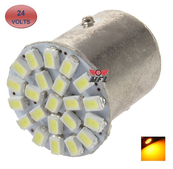 LAMPADA 22 LED BA15S 1 POLO P21W 1156 1141 LARANJA 3014 24V