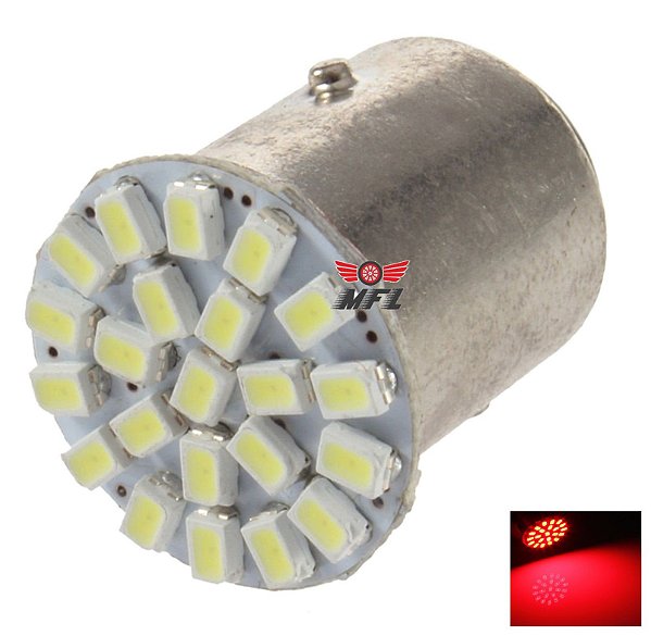 LAMPADA 22 LED BA15S 1 POLO P21W 1156 1141 VERMELHO 3014 12V