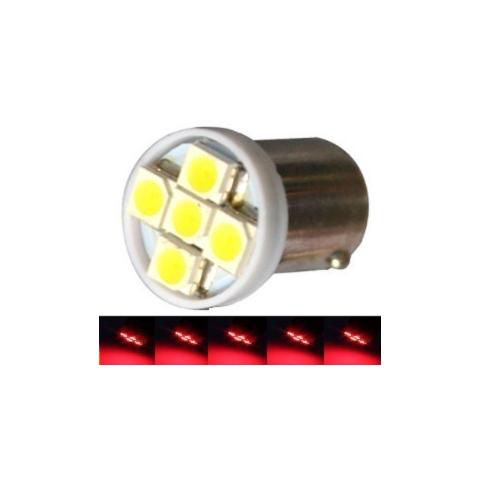 LAMPADA BA9S 5 LED T4W 69 VERMELHO 12V