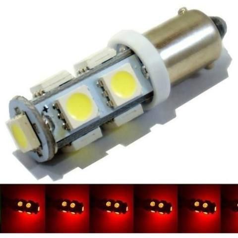 LAMPADA BA9S 9 LED T4W 69 VERMELHO 12V