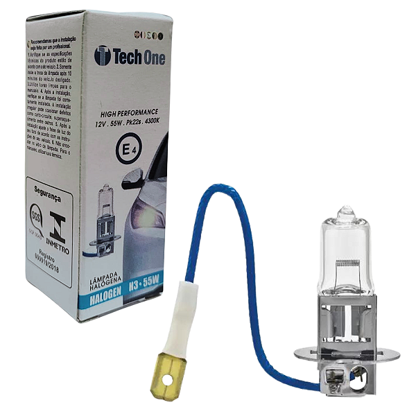 LAMPADA HALOGENA 12V TECHONE CAIXINHA 4300K H3 55W
