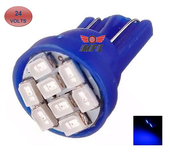 LAMPADA T10 8 LED W5W AZUL 24V