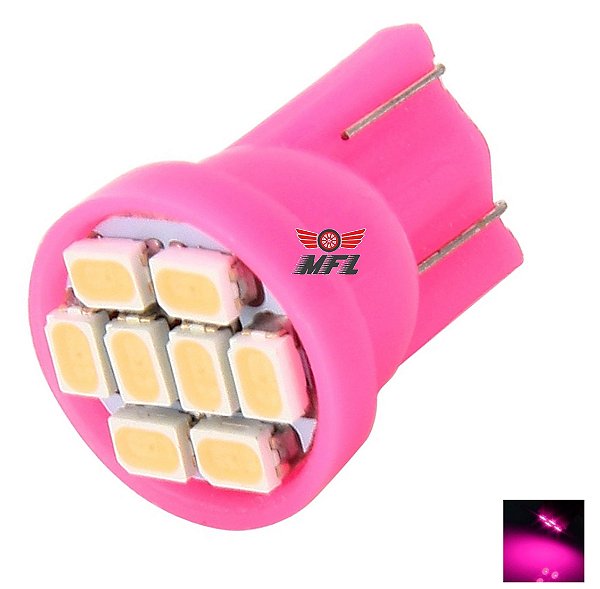 LAMPADA T10 8 LED W5W ROSA PINK 12V