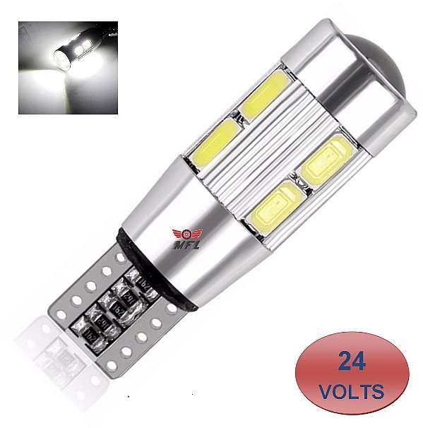 LAMPADA T10 CAMBUS CREE 10 LED W5W BRANCO 24V