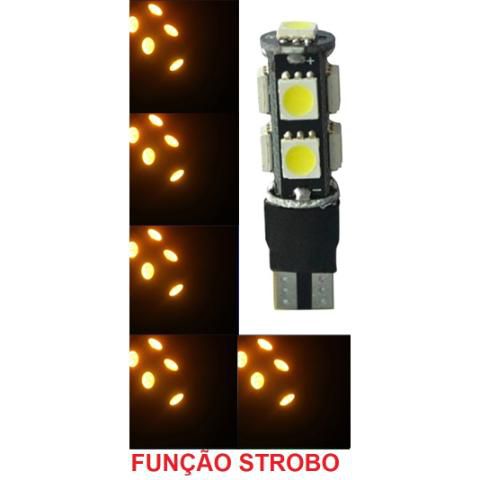 LAMPADA T10 CAMBUS FLASH STROBO 9 LED W5W AMARELO 12V