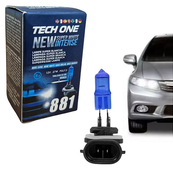 LAMPADA SUPERBRANCA 12V TECHONE CAIXINHA 8500K H27 881 55W