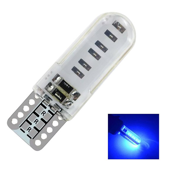 LAMPADA T10 SILICONADA COB LED W5W AZUL ESCURO 12V