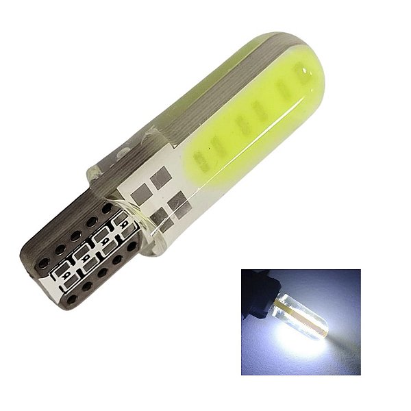 LAMPADA T10 SILICONADA COB12 LED W5W BRANCO 12V