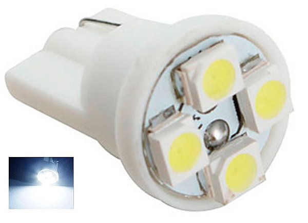 LAMPADA T10 4 LED W5W BRANCO 12V