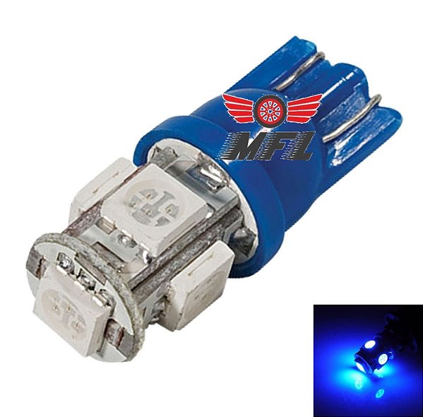 LAMPADA T10 5 LED W5W AZUL ESCURO 5050 12V