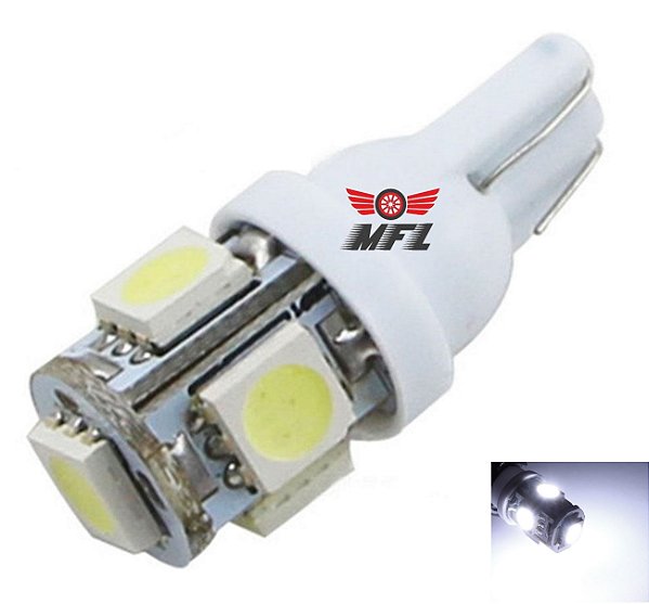 LAMPADA T10 5 LED W5W BRANCO 5050 12V