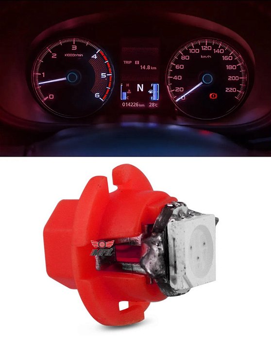 LAMPADA T5 B8.4 D 1 LED VERMELHO 12V
