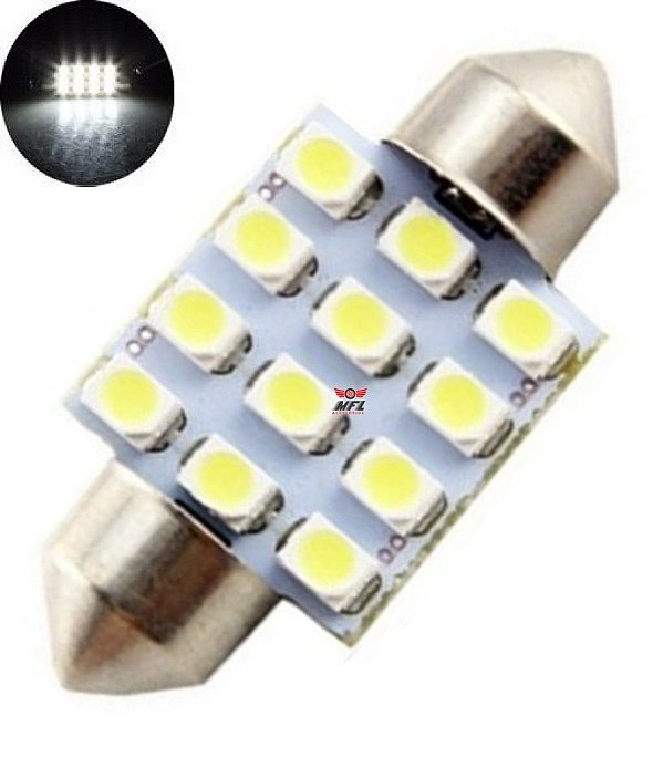 LAMPADA TORPEDO 12 LED C5W 36 MM BRANCO 12V