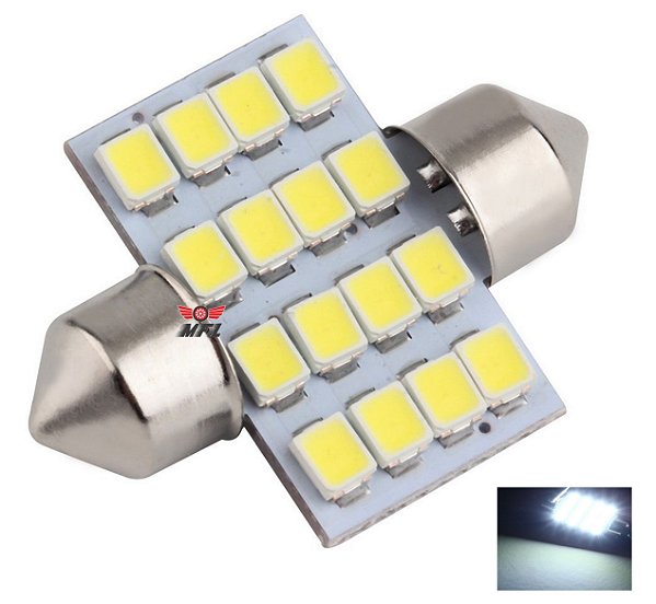 LAMPADA TORPEDO 16 LED C5W 31 MM BRANCO 12V