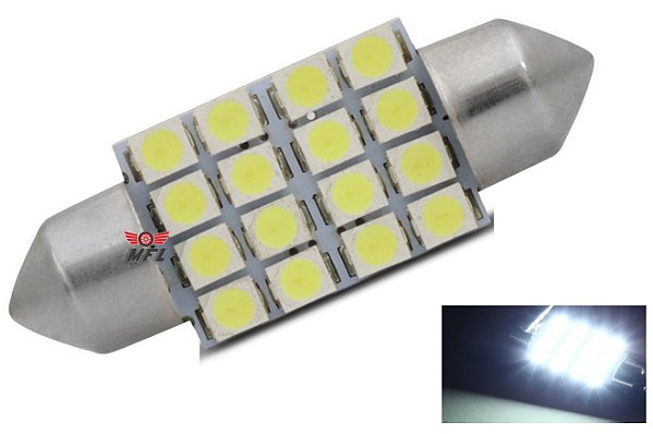 LAMPADA TORPEDO 16 LED C5W 36 MM BRANCO 12V