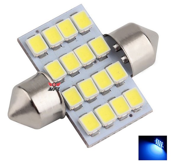 LAMPADA TORPEDO 16 LED C5W 31 MM AZUL 12V