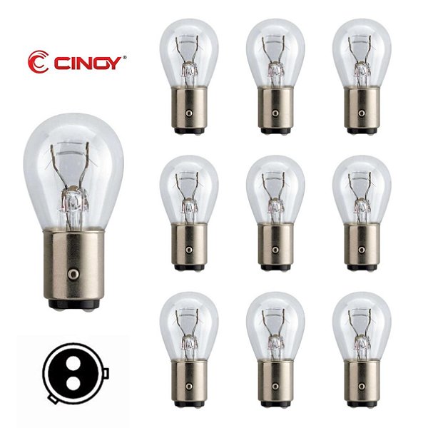 CAIXA C/ 10 LAMPADA BAZ15D 7225 HALOGENA 2 POLO PY21/4W CINOY 12V