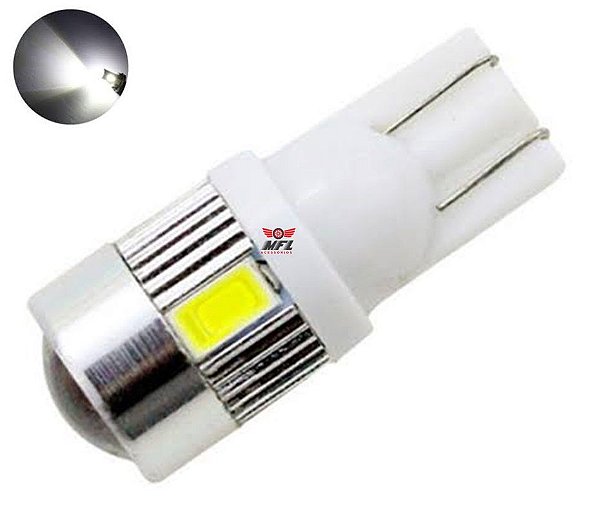 LAMPADA T10 CREE 6 LED W5W WHITE BRANCO 12V