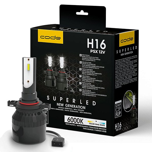 KIT LAMPADAS SUPER LED H16 CODE 6000K