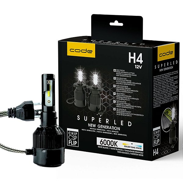 KIT LAMPADAS SUPER LED H4 CODE 6000K