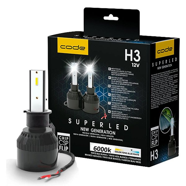 KIT LAMPADAS SUPER LED H3 CODE 6000K