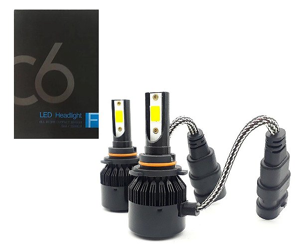 PAR LAMPADAS SUPER LED C6 BLACK MODELO HB4 9006 12V / 24V 6000K