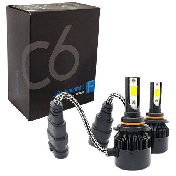 PAR LAMPADAS SUPER LED C6 BLACK MODELO HB4 9006 12V / 24V 6000K