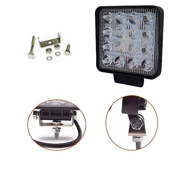 LAMPADA AUXILIAR LED MILHA 48W QUADRADO 12/24V 6000K