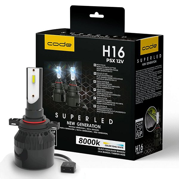 KIT LAMPADAS SUPER LED H16 CODE 8000K
