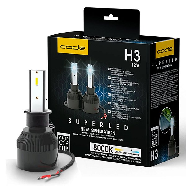 KIT LAMPADAS SUPER LED H3 CODE 8000K