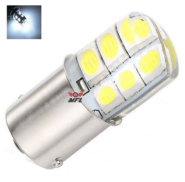 LAMPADA 12 LED SILICONADA BA15S 1 POLO P21W 1156 1141 BRANCO 12V