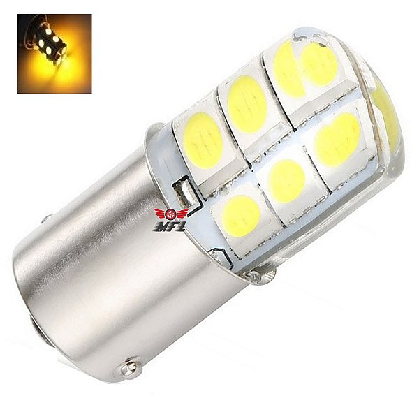 LAMPADA 12 LED SILICONADA BA15S 1 POLO P21W 1156 1141 LARANJA 12V