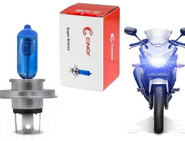 LAMPADA CINOY SUPERBRANCA 12V CAIXINHA 8500K H4 35W MOTO