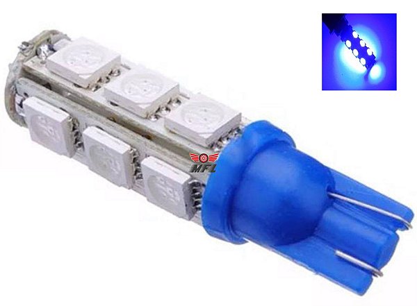 LAMPADA T10 13 LED W5W AZUL 5050 12V