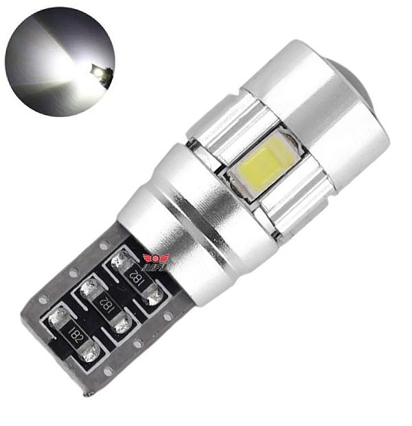 LAMPADA T10 CAMBUS CREE 6 LED W5W BRANCO 12V