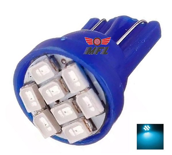 LAMPADA T10 8 LED W5W AZUL CRISTAL 12V