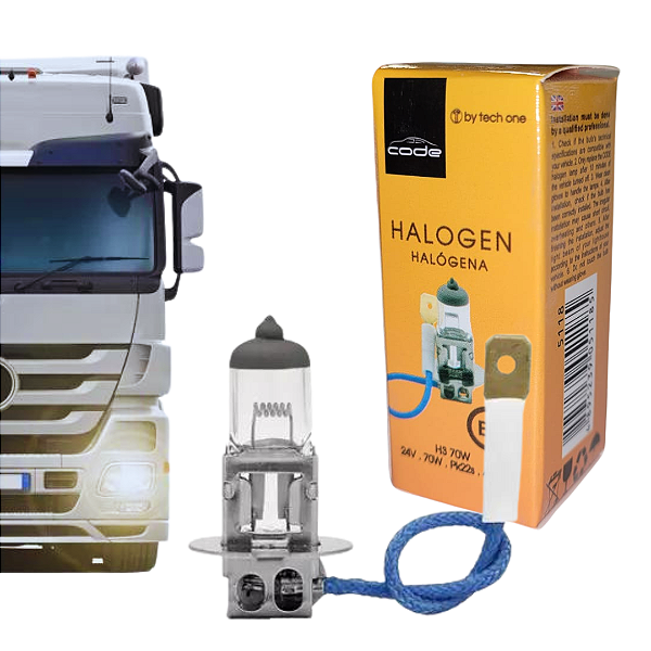 LAMPADA HALOGENA 24V CODE CAIXINHA 4300K H3 70W